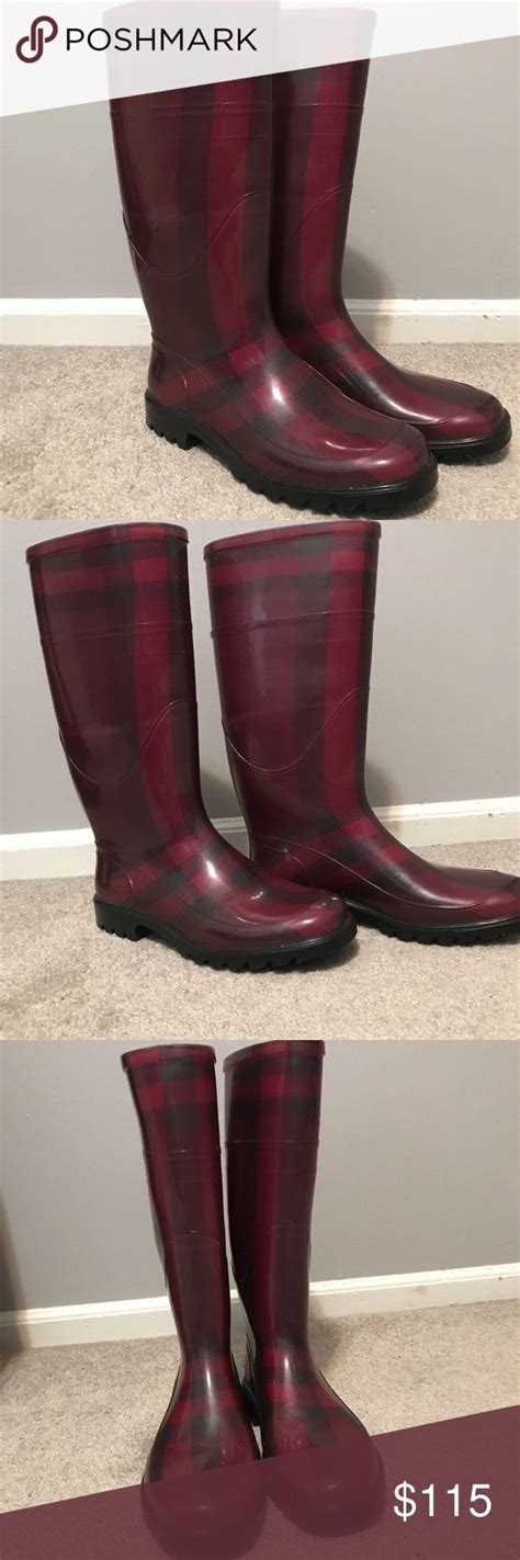 burberry burgundy rain boots|Burberry rain boots for women's.